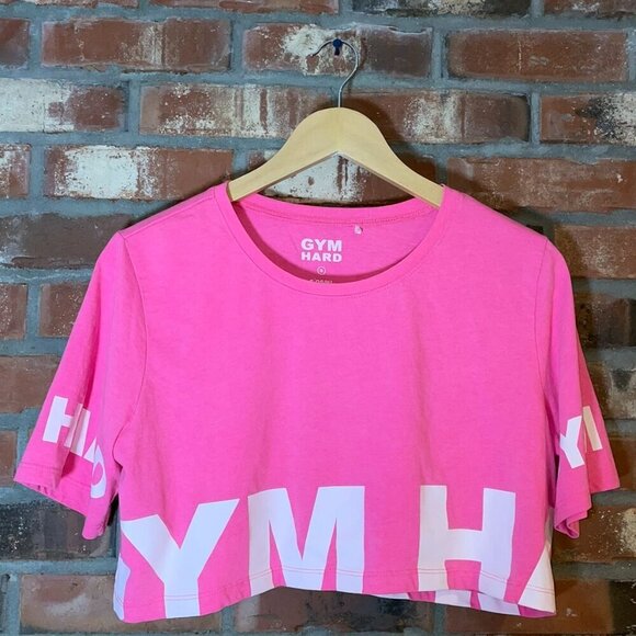 GYM HARD WOMENS SMALL WORKOUT CROP TEE - Picture 1 of 3
